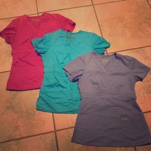 Three Grey’s Anatomy scrub tops. XS